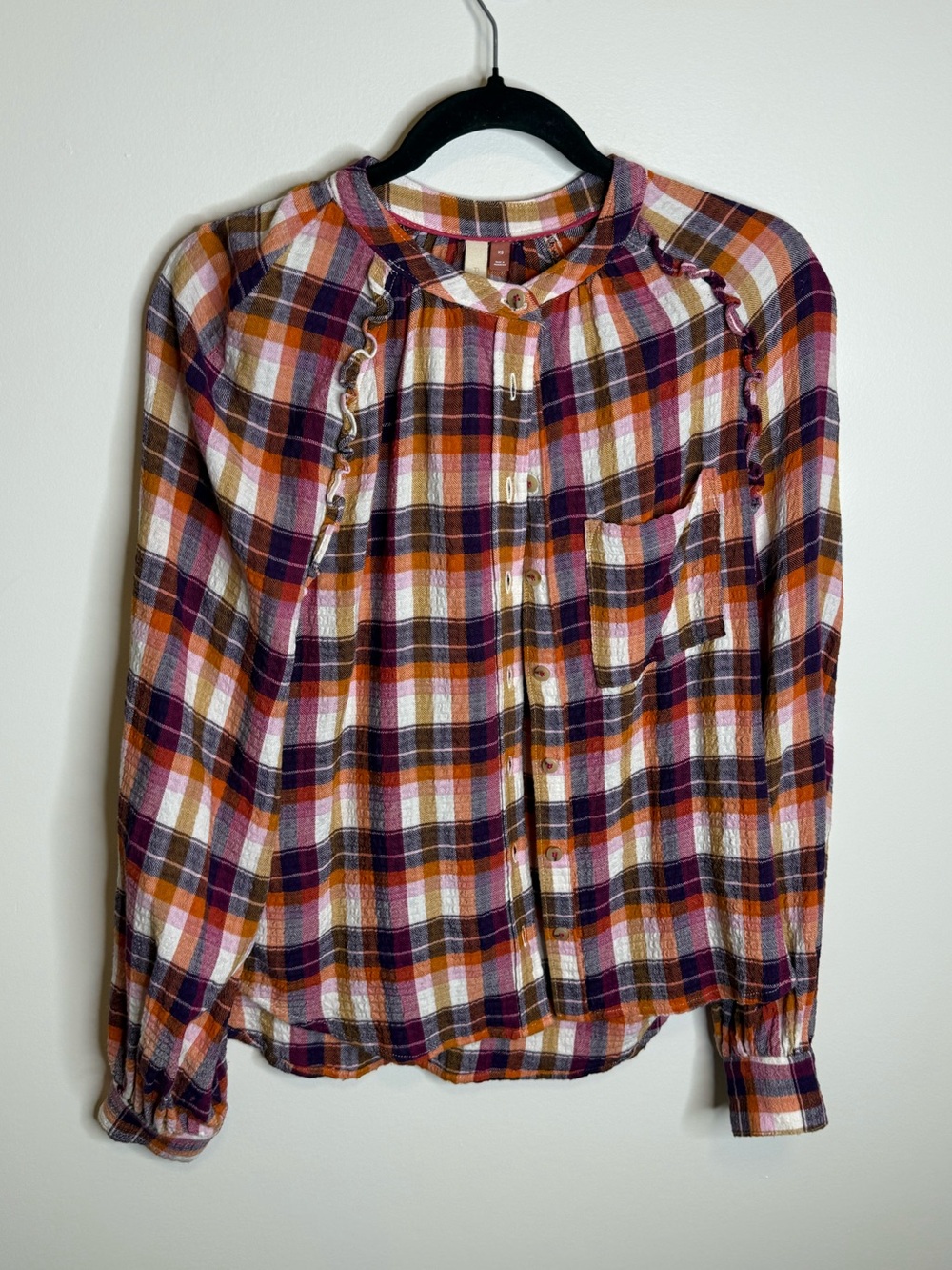 Pilcro Anthropologie orange size xs plaid button down shirt size xs